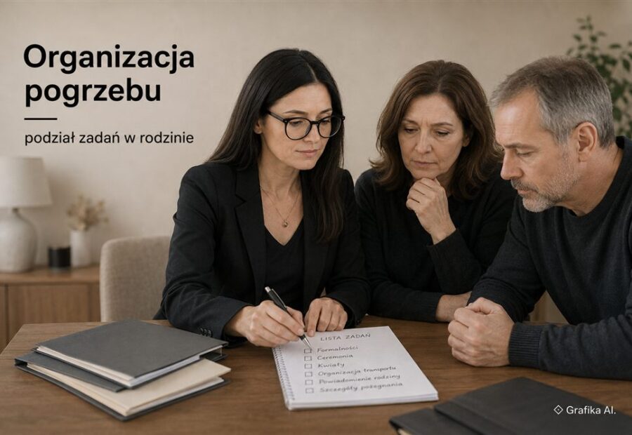 Podział zadań w rodzinie podczas organizacji pogrzebu – dokumenty, ceremonia i kontakt z gośćmi